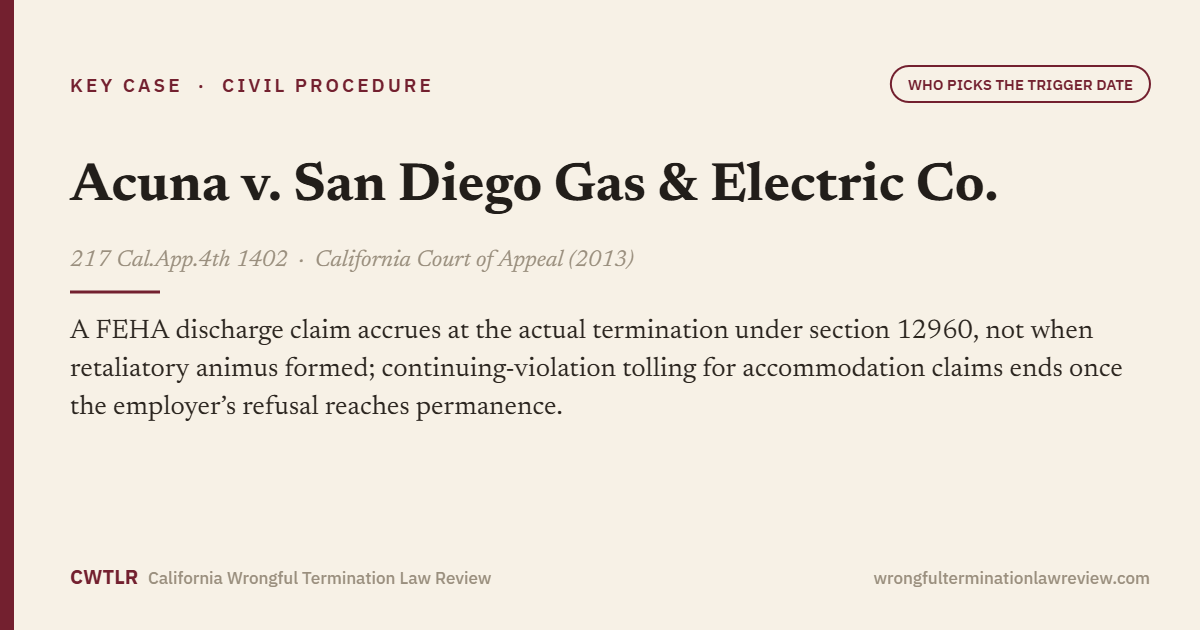 Acuna v. San Diego Gas & Electric Co., 217 Cal.App.4th 1402