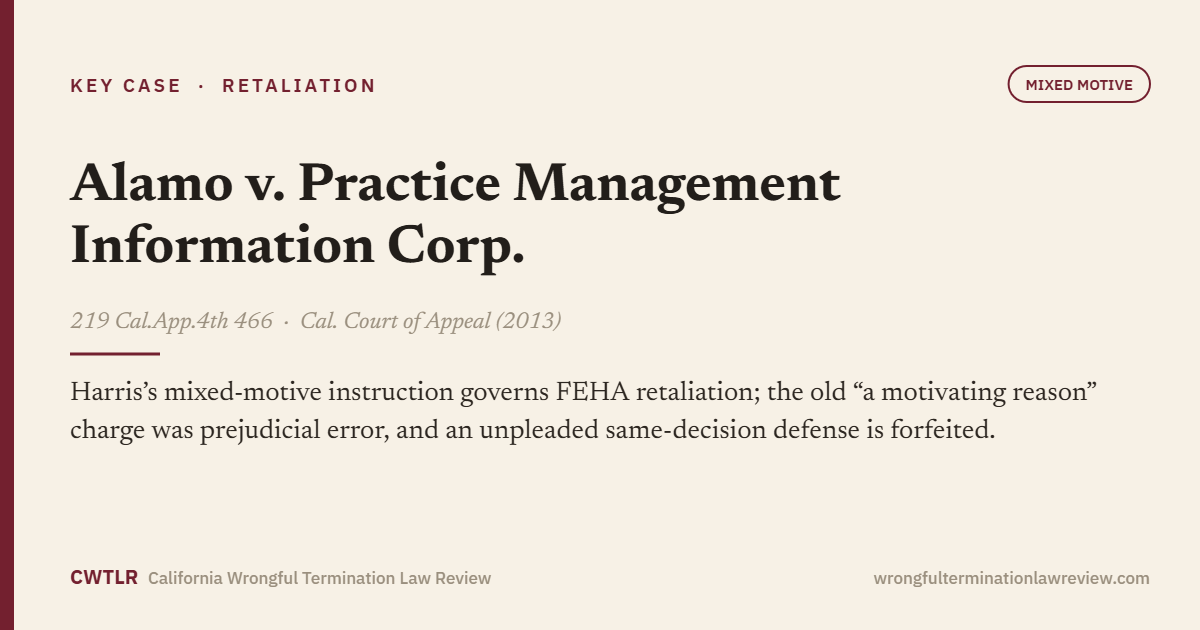 Alamo v. Practice Management Information Corp., 219 Cal.App.4th 466