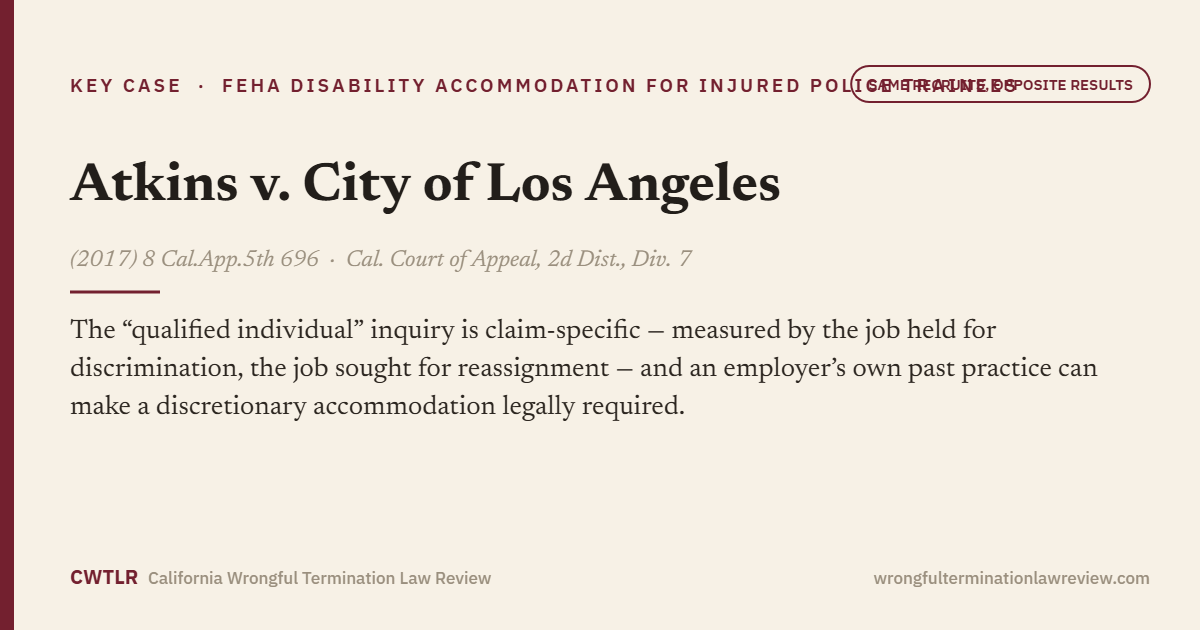 Atkins v. City of Los Angeles, (2017) 8 Cal.App.5th 696