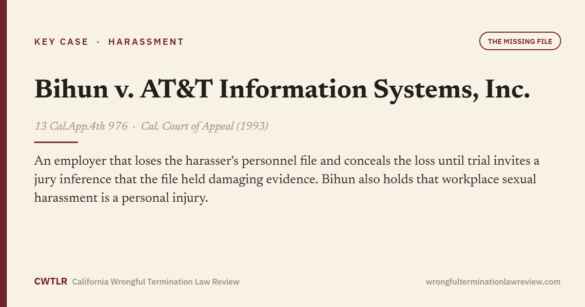 Bihun v. AT&T Information Systems, Inc., 13 Cal.App.4th 976