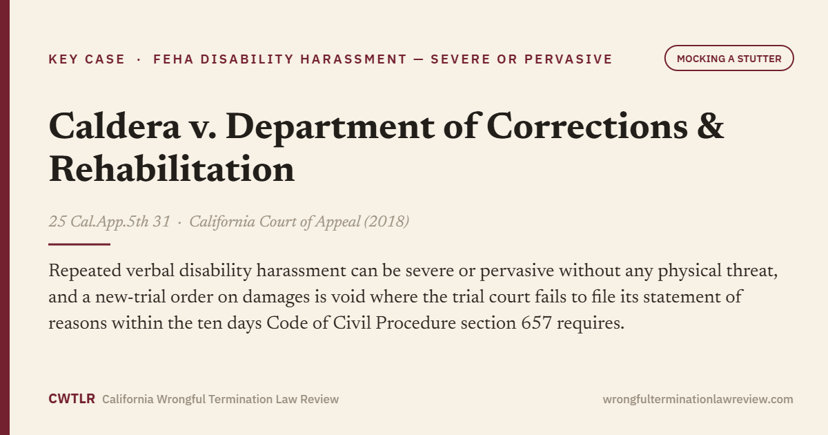 Caldera v. Department of Corrections & Rehabilitation, 25 Cal.App.5th 31