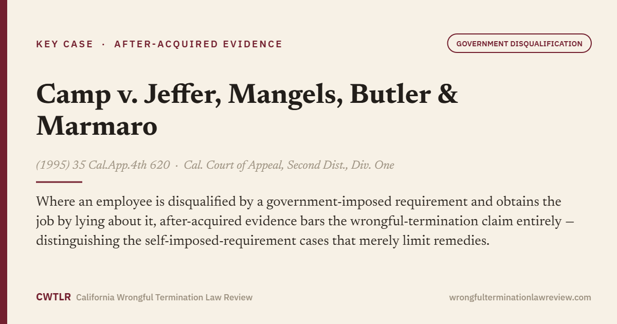 Camp v. Jeffer, Mangels, Butler & Marmaro, (1995) 35 Cal.App.4th 620