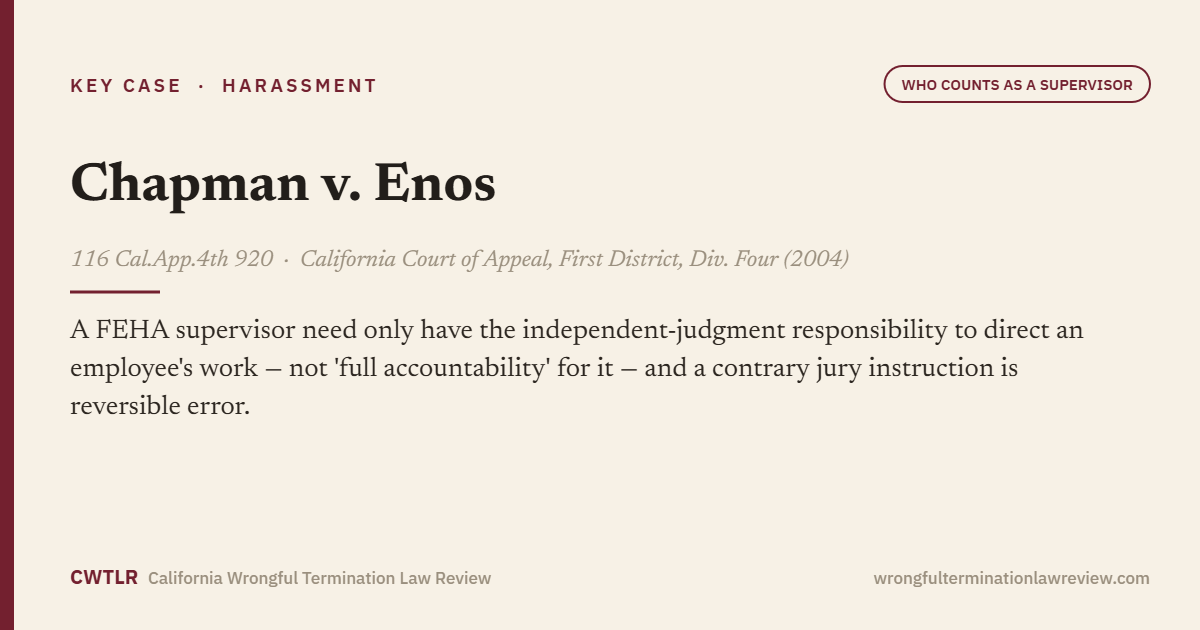 Chapman v. Enos, 116 Cal.App.4th 920