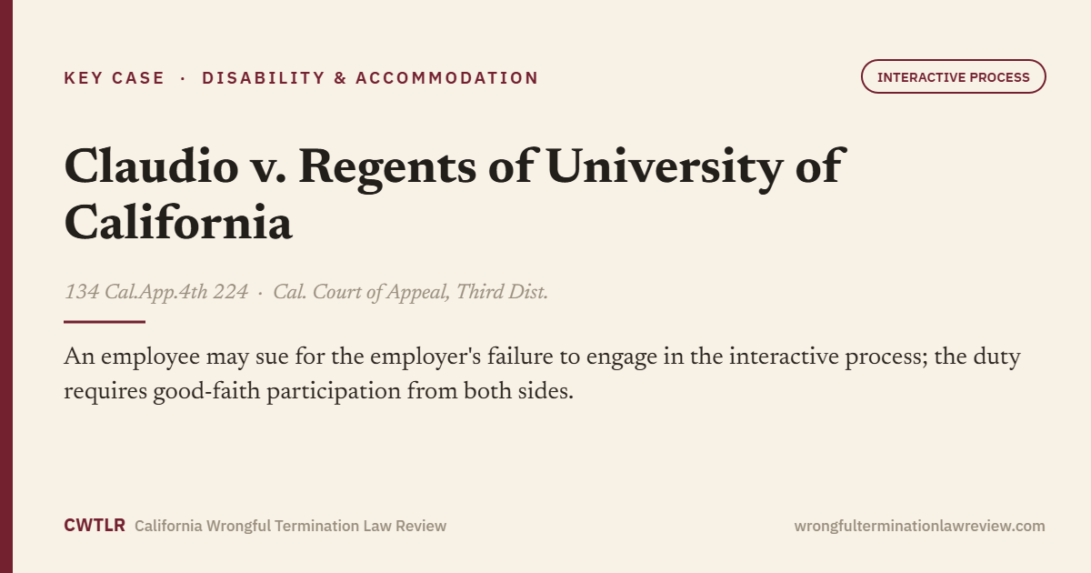 Claudio v. Regents of University of California, 134 Cal.App.4th 224