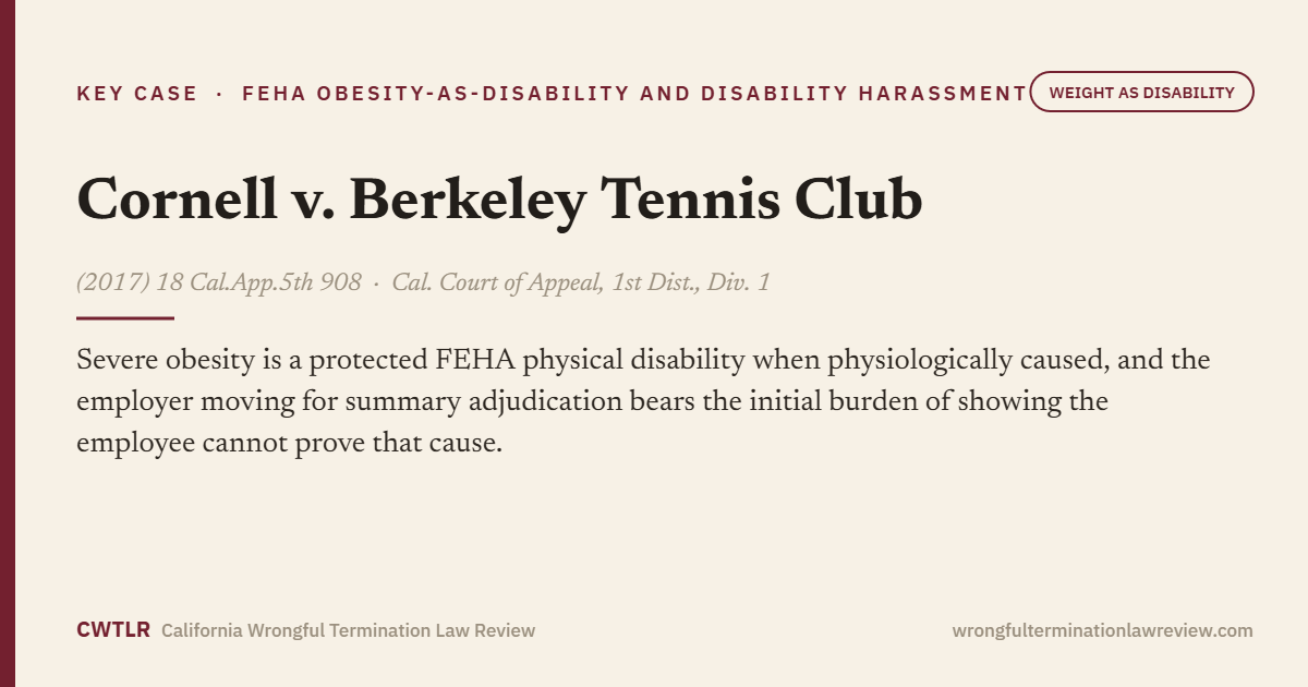 Cornell v. Berkeley Tennis Club, (2017) 18 Cal.App.5th 908