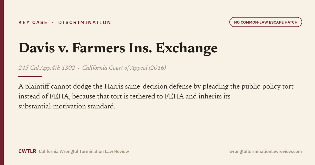 Davis v. Farmers Ins. Exchange, 245 Cal.App.4th 1302