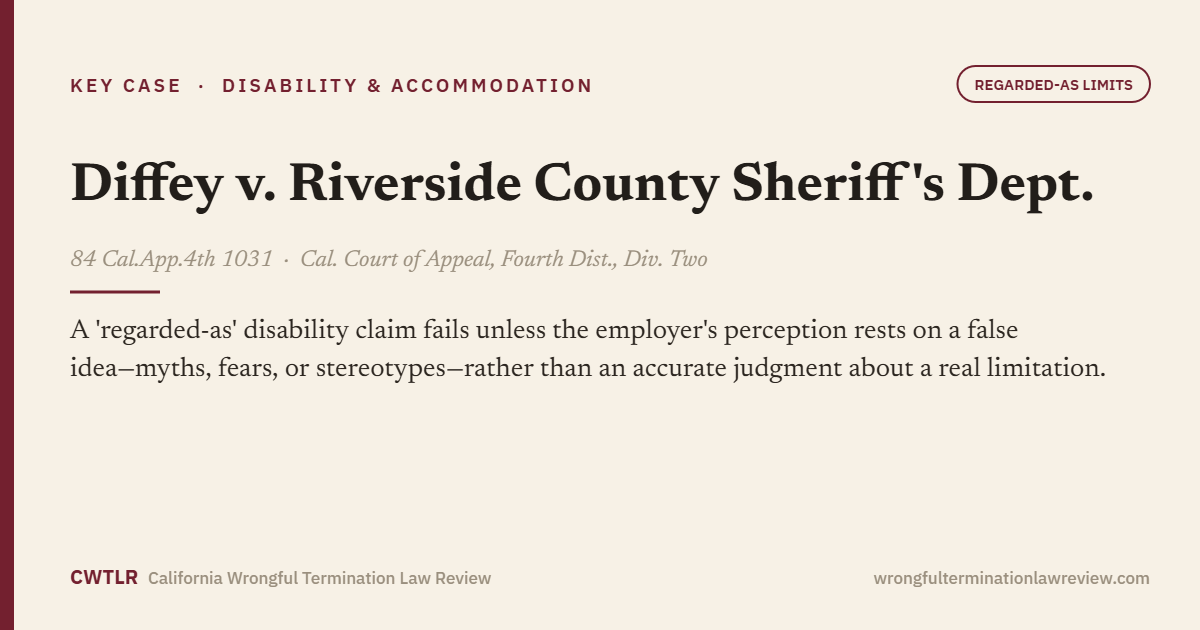 Diffey v. Riverside County Sheriff's Dept., 84 Cal.App.4th 1031