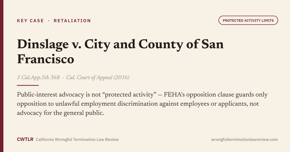Dinslage v. City and County of San Francisco, 5 Cal.App.5th 368