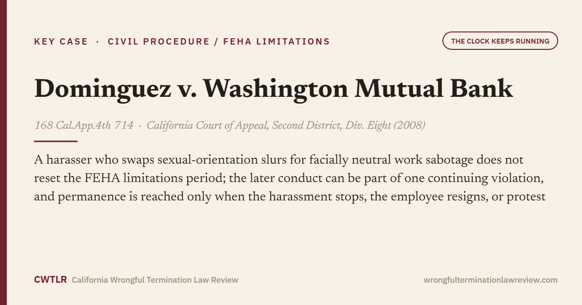 Dominguez v. Washington Mutual Bank, 168 Cal.App.4th 714