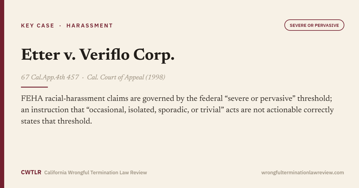 Etter v. Veriflo Corp., 67 Cal.App.4th 457