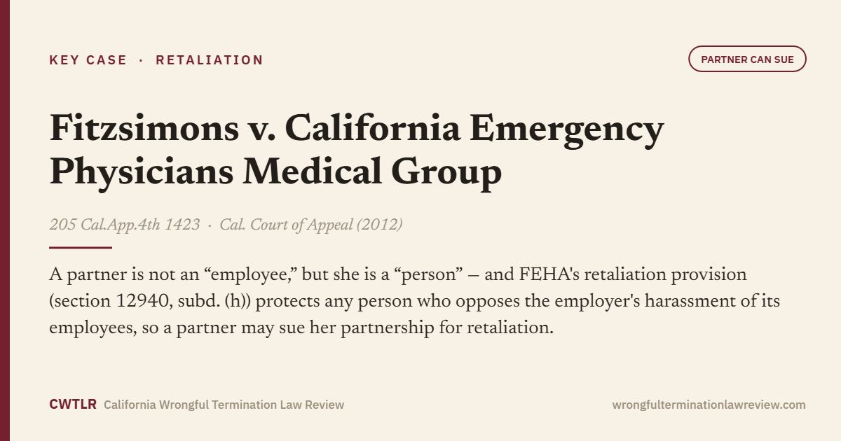 Fitzsimons v. California Emergency Physicians Medical Group, 205 Cal.App.4th 1423