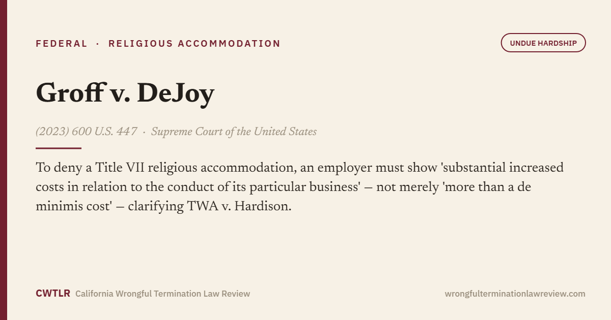 Groff v. DeJoy, (2023) 600 U.S. 447