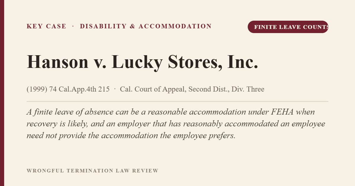 Hanson v. Lucky Stores, Inc. (1999) 74 Cal.App.4th 215
