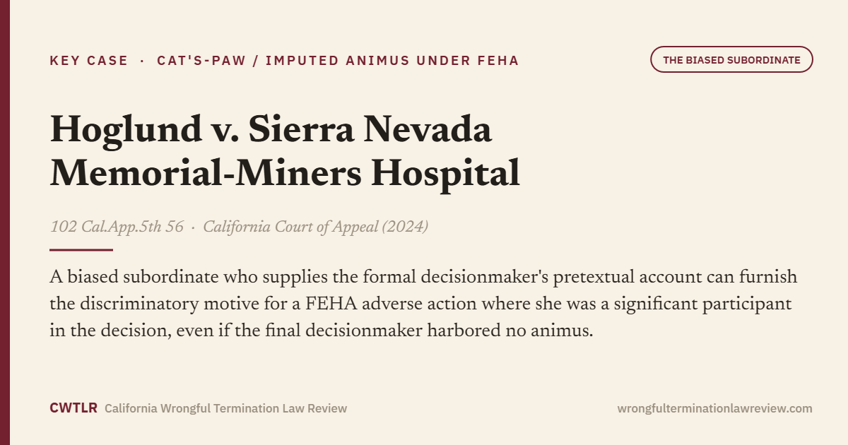 Hoglund v. Sierra Nevada Memorial-Miners Hospital, 102 Cal.App.5th 56