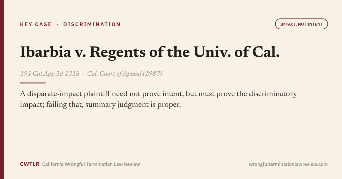 Ibarbia v. Regents of the Univ. of Cal., 191 Cal.App.3d 1318