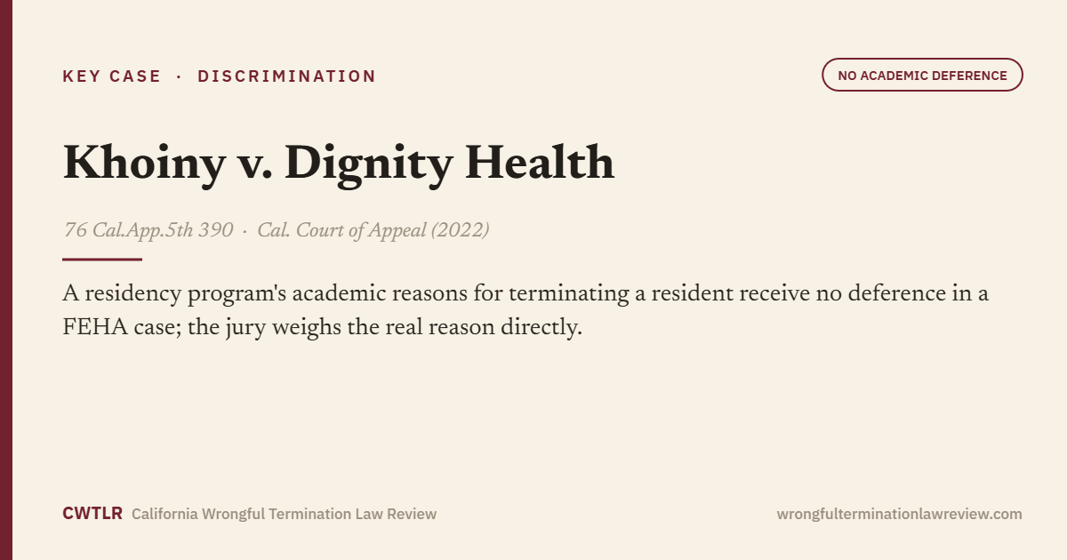 Khoiny v. Dignity Health, 76 Cal.App.5th 390