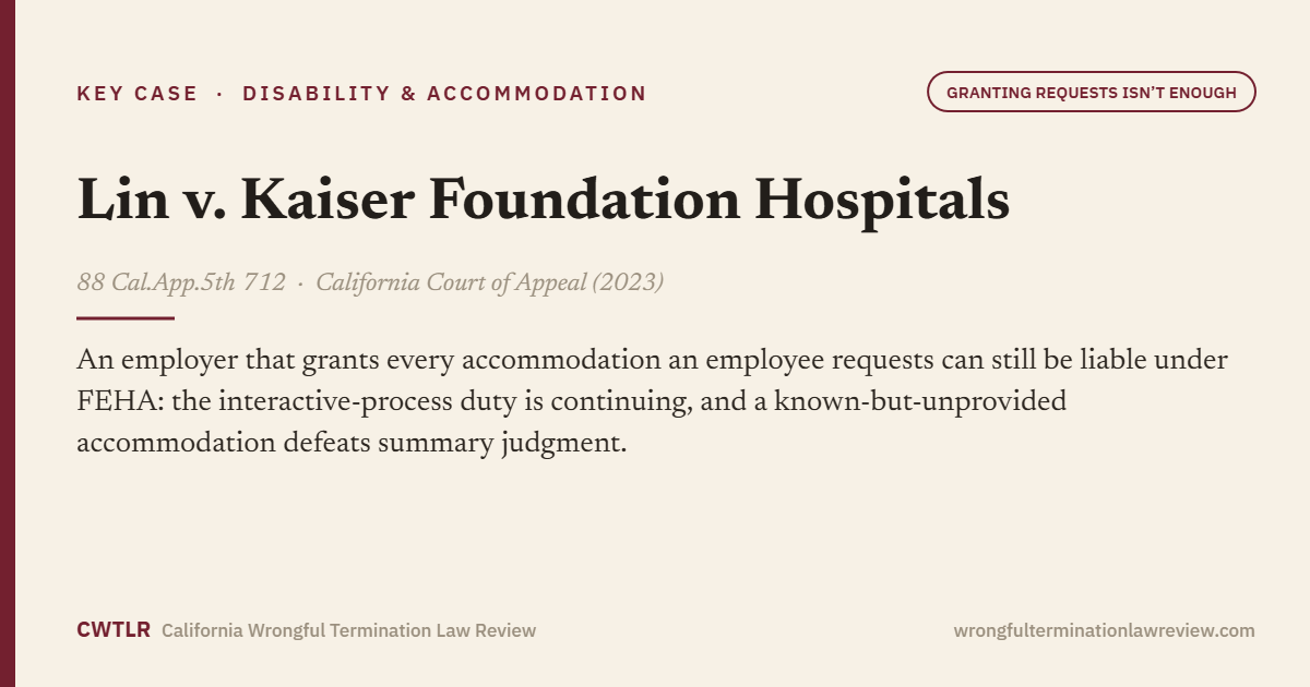 Lin v. Kaiser Foundation Hospitals, 88 Cal.App.5th 712