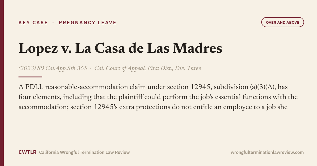 Lopez v. La Casa de Las Madres, (2023) 89 Cal.App.5th 365