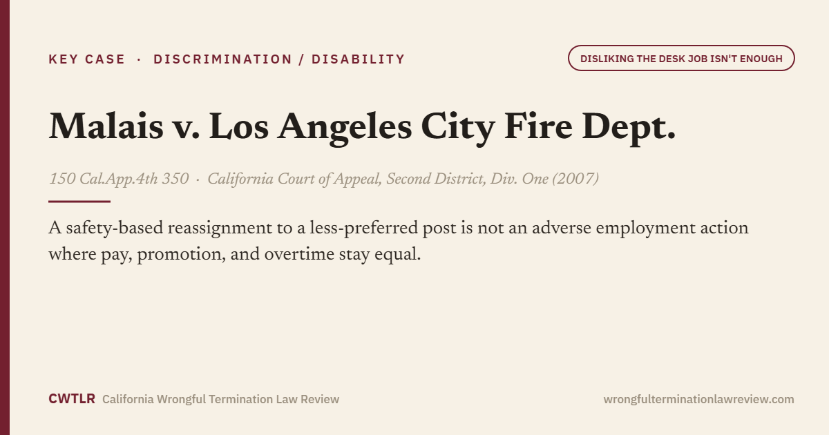 Malais v. Los Angeles City Fire Dept., 150 Cal.App.4th 350