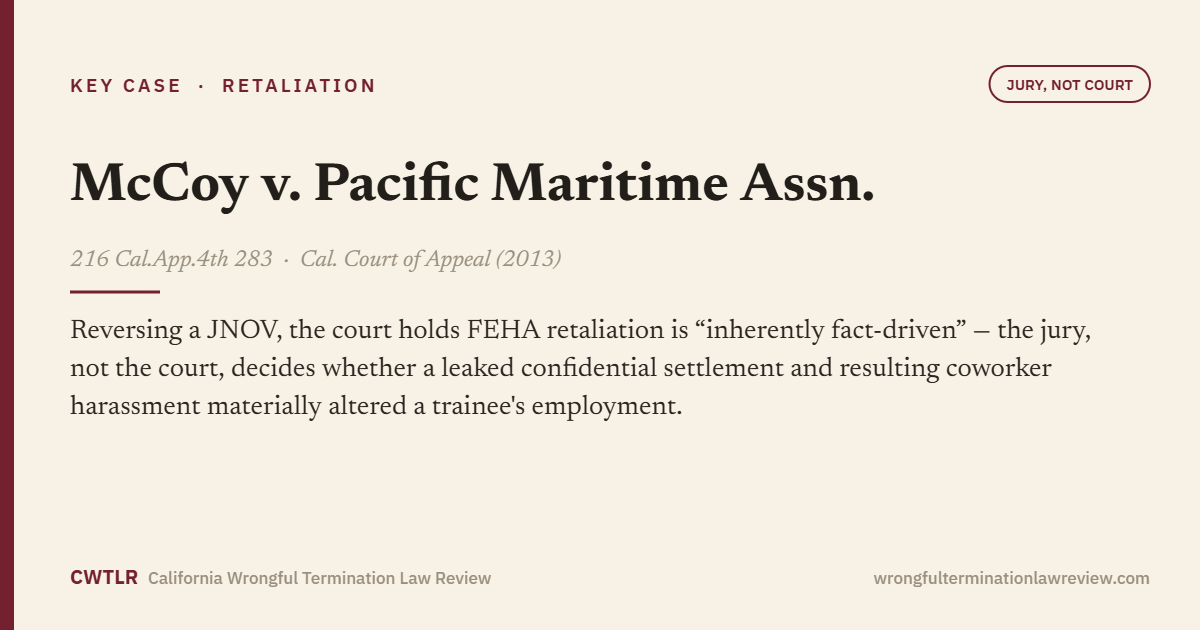 McCoy v. Pacific Maritime Assn., 216 Cal.App.4th 283