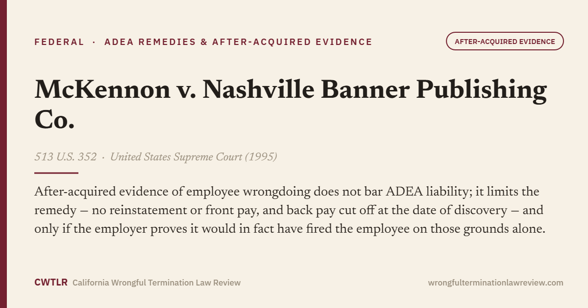 McKennon v. Nashville Banner Publishing Co., 513 U.S. 352