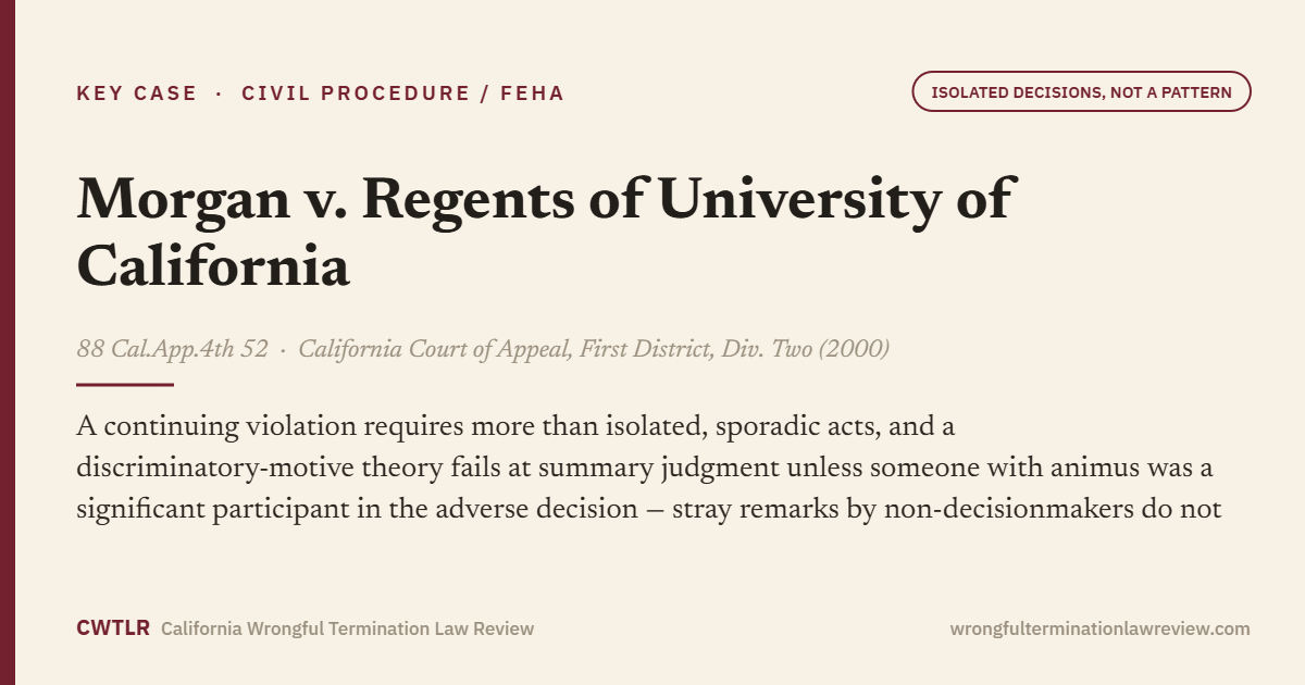 Morgan v. Regents of University of California, 88 Cal.App.4th 52