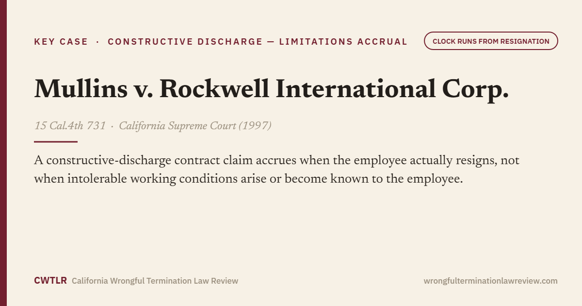 Mullins v. Rockwell International Corp., 15 Cal.4th 731