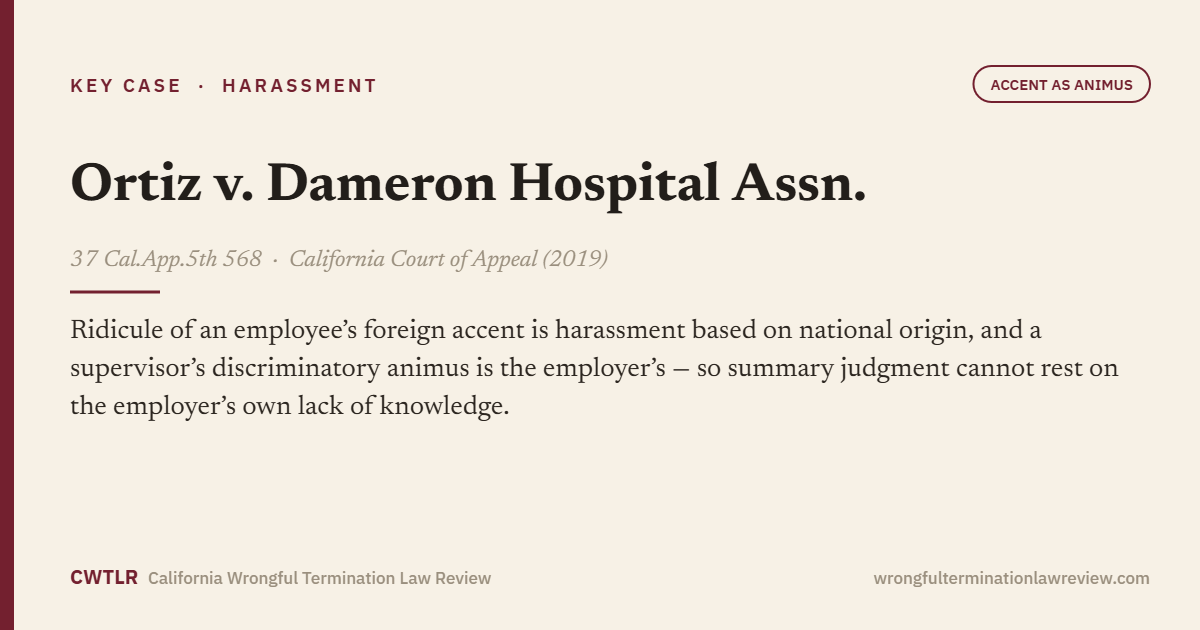 Ortiz v. Dameron Hospital Assn., 37 Cal.App.5th 568