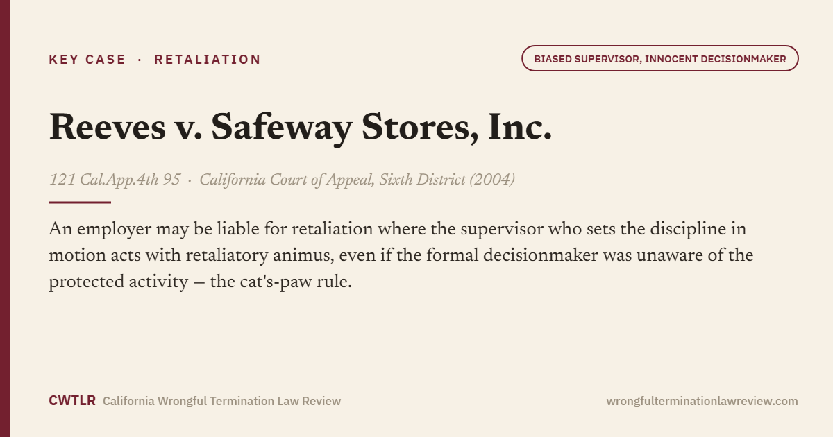 Reeves v. Safeway Stores, Inc., 121 Cal.App.4th 95