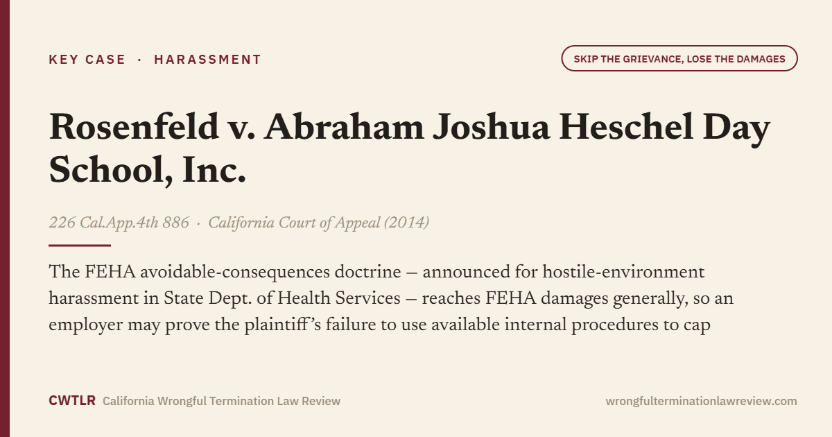 Rosenfeld v. Abraham Joshua Heschel Day School, Inc., 226 Cal.App.4th 886