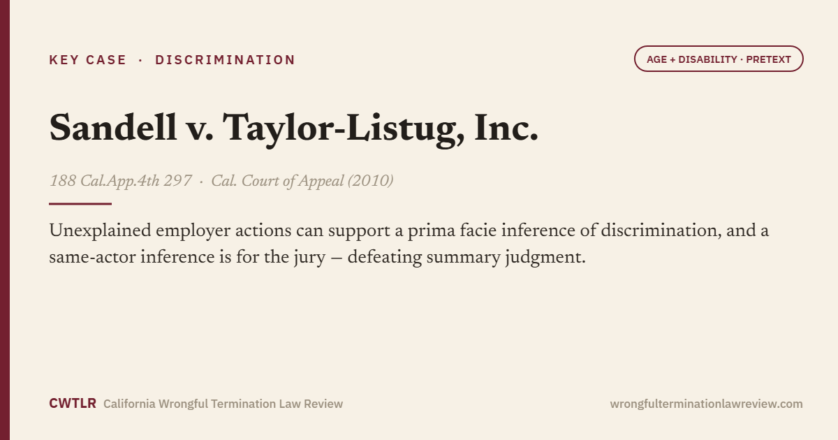 Sandell v. Taylor-Listug, Inc., 188 Cal.App.4th 297