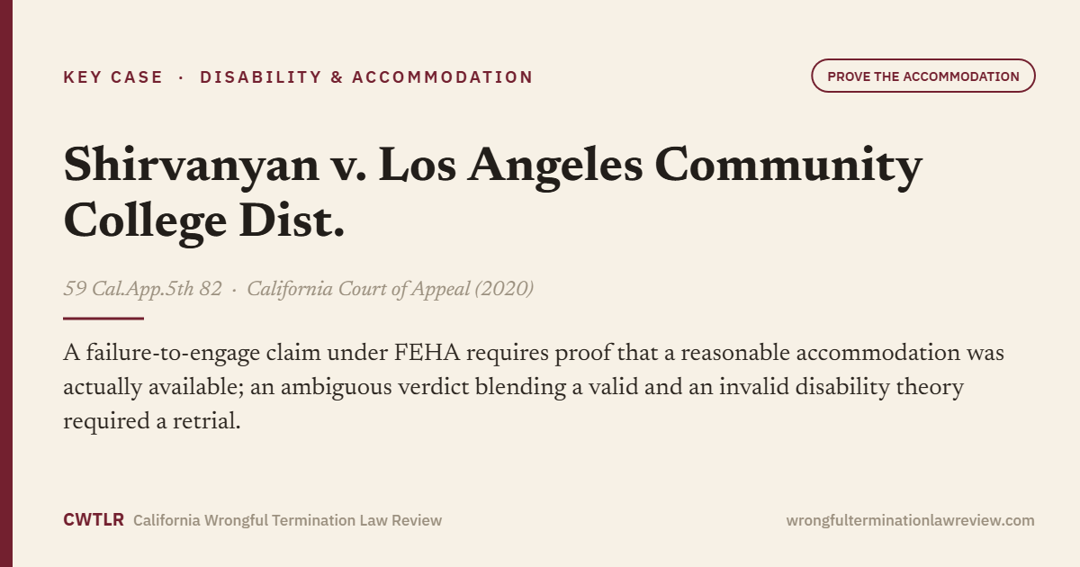 Shirvanyan v. Los Angeles Community College Dist., 59 Cal.App.5th 82
