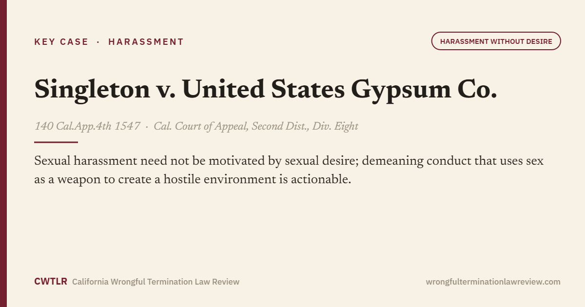 Singleton v. United States Gypsum Co., 140 Cal.App.4th 1547
