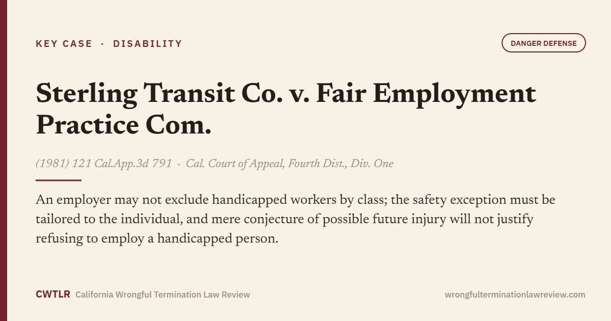 Sterling Transit Co. v. Fair Employment Practice Com., (1981) 121 Cal.App.3d 791