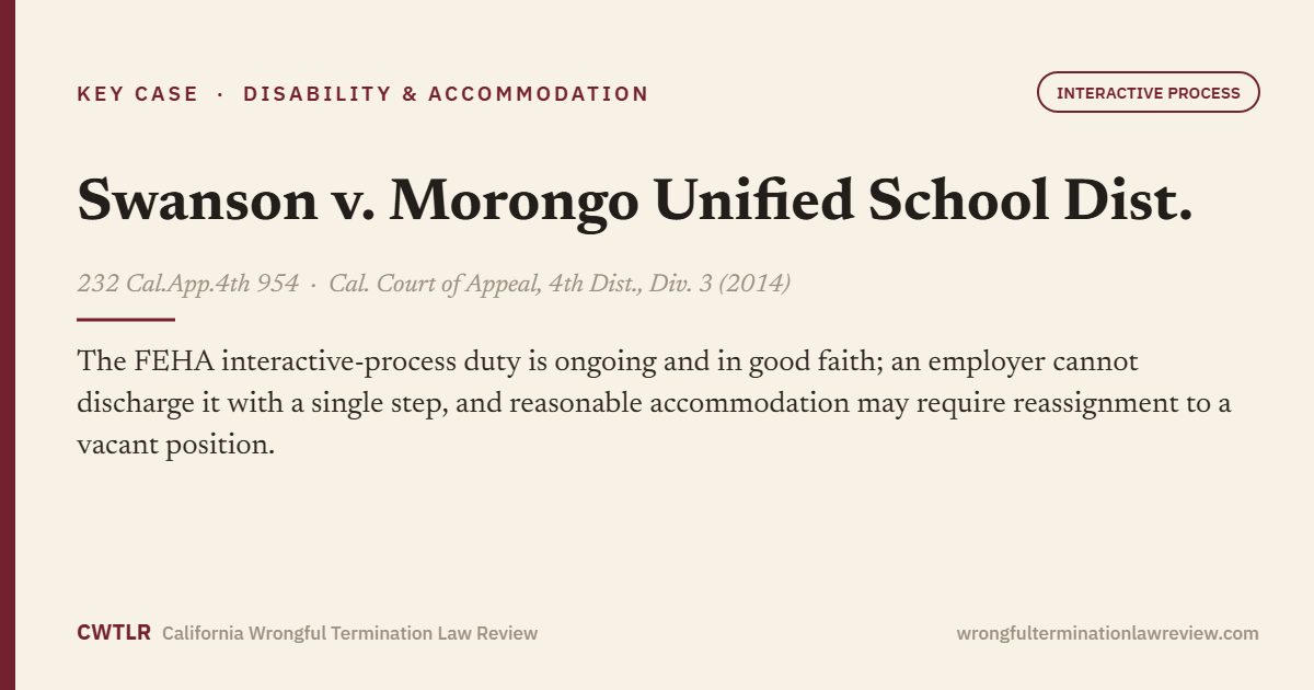 Swanson v. Morongo Unified School Dist., 232 Cal.App.4th 954