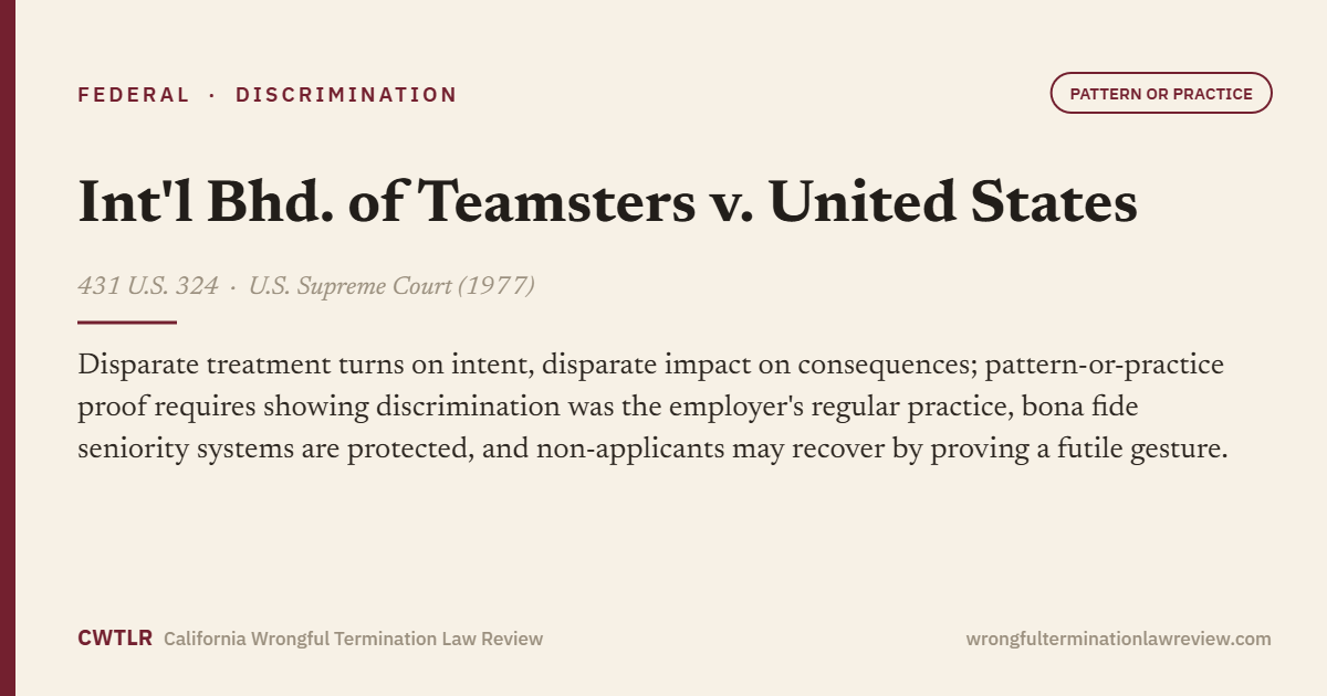 Int'l Bhd. of Teamsters v. United States, 431 U.S. 324