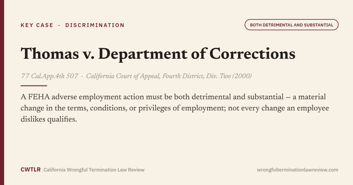 Thomas v. Department of Corrections, 77 Cal.App.4th 507