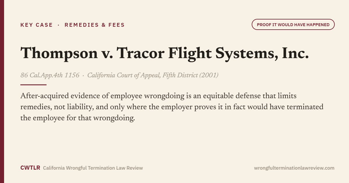 Thompson v. Tracor Flight Systems, Inc., 86 Cal.App.4th 1156