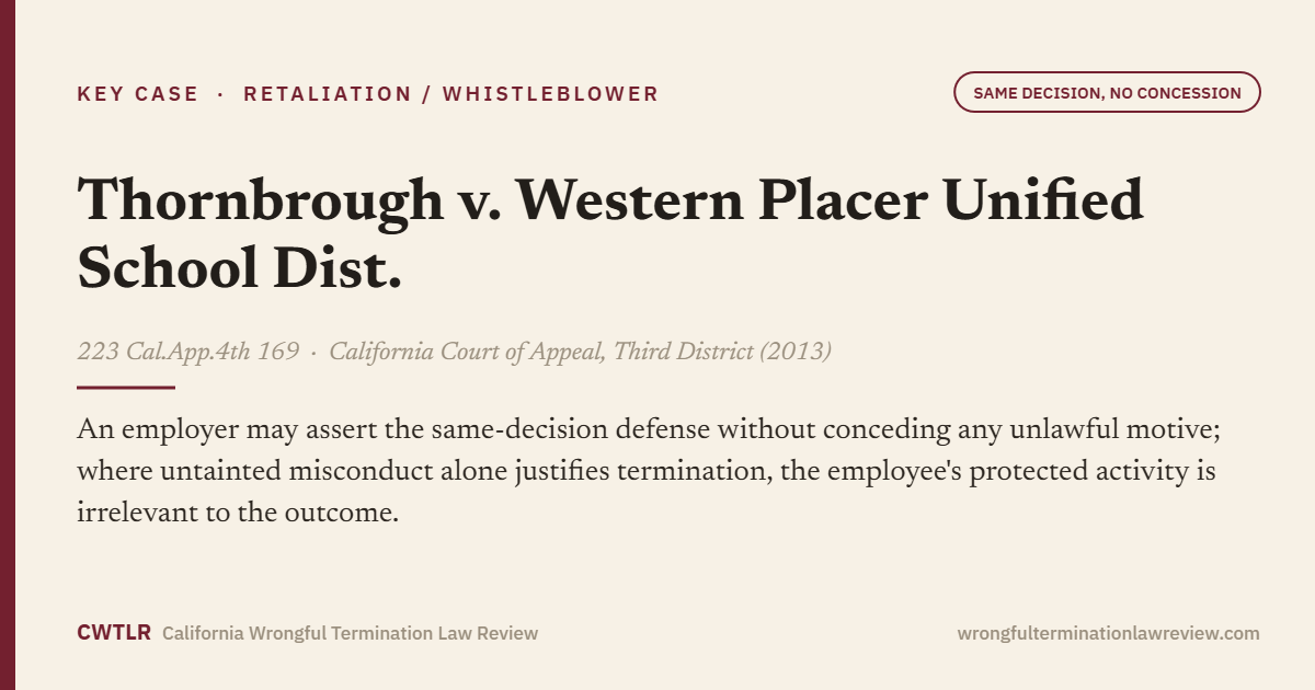 Thornbrough v. Western Placer Unified School Dist., 223 Cal.App.4th 169