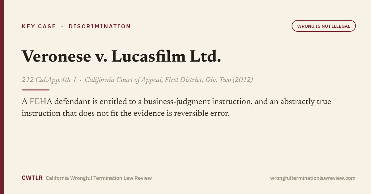 Veronese v. Lucasfilm Ltd., 212 Cal.App.4th 1