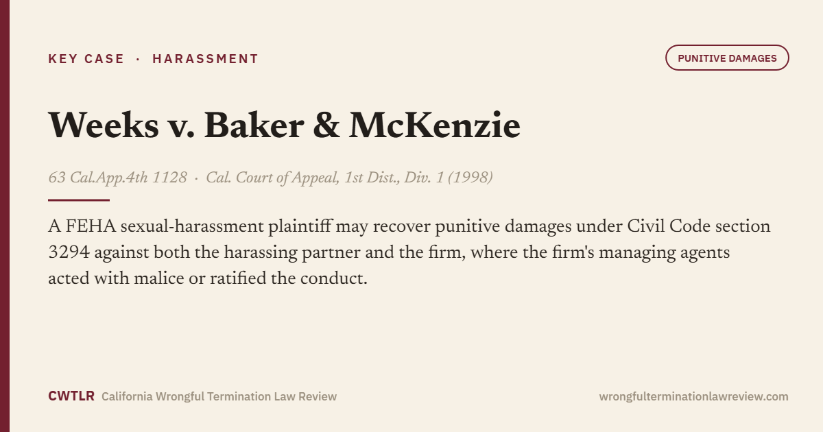 Weeks v. Baker & McKenzie, 63 Cal.App.4th 1128