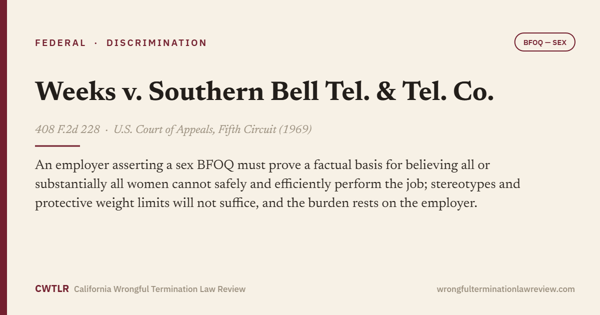 Weeks v. Southern Bell Tel. & Tel. Co., 408 F.2d 228