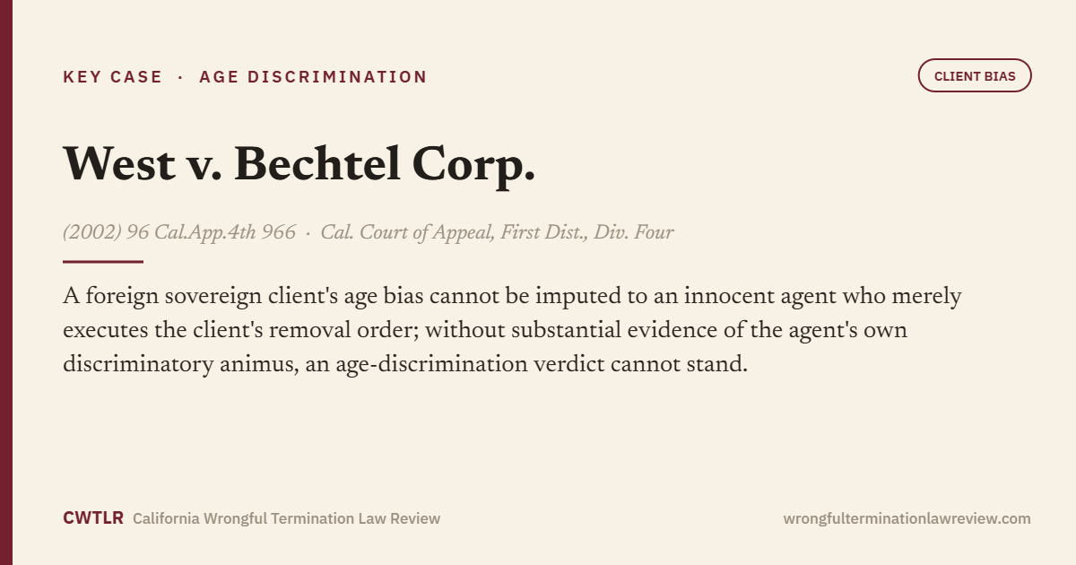 West v. Bechtel Corp., (2002) 96 Cal.App.4th 966