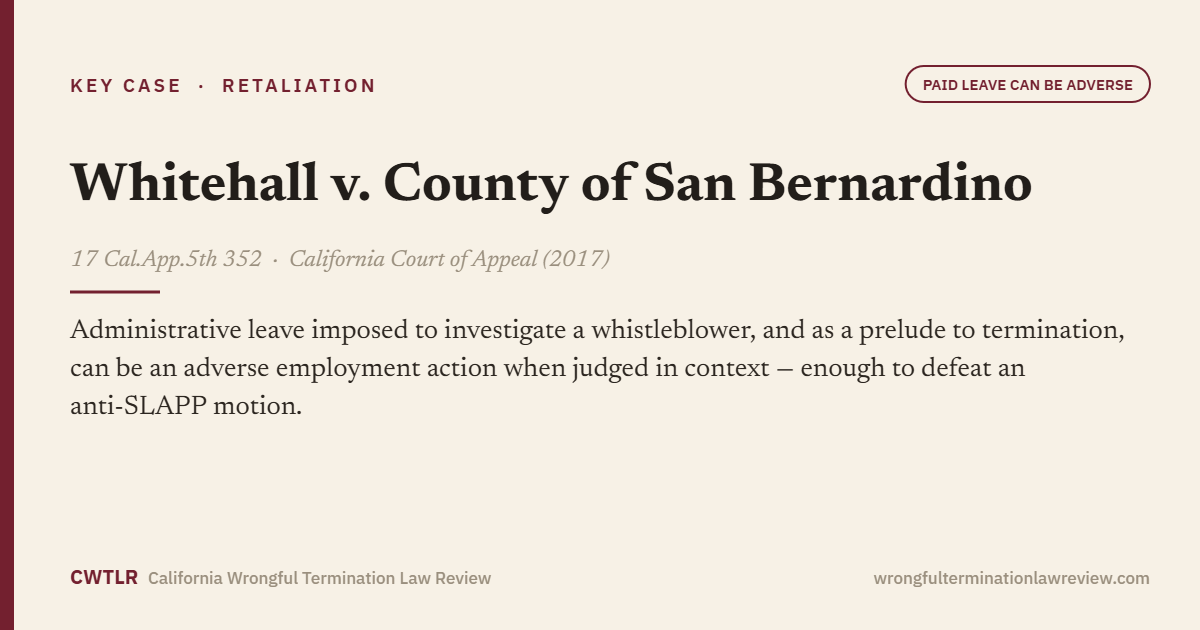 Whitehall v. County of San Bernardino, 17 Cal.App.5th 352