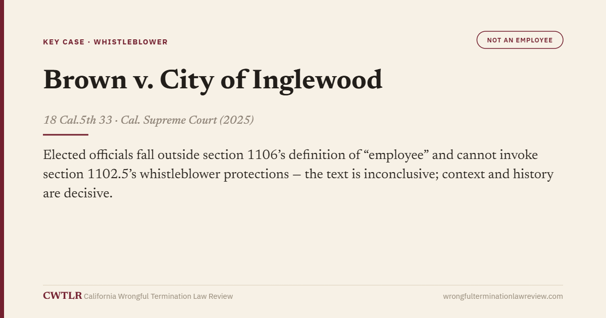 Brown v. City of Inglewood — Not an Employee