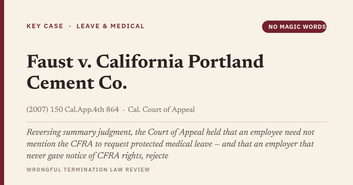 Faust v. California Portland Cement Co. (2007) 150 Cal.App.4th 864