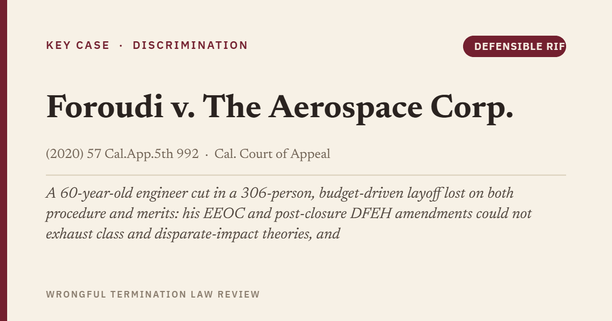 Foroudi v. The Aerospace Corp. (2020) 57 Cal.App.5th 992