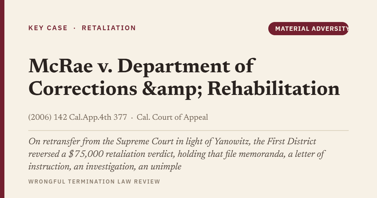 McRae v. Department of Corrections & Rehabilitation (2006) 142 Cal.App.4th 377