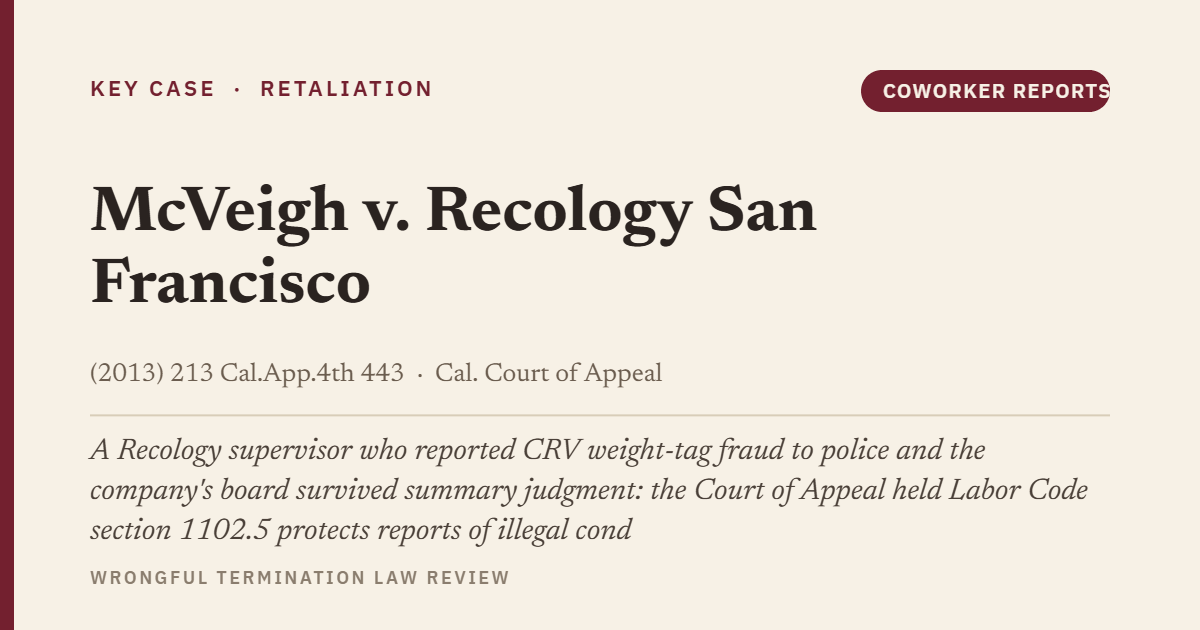 McVeigh v. Recology San Francisco (2013) 213 Cal.App.4th 443
