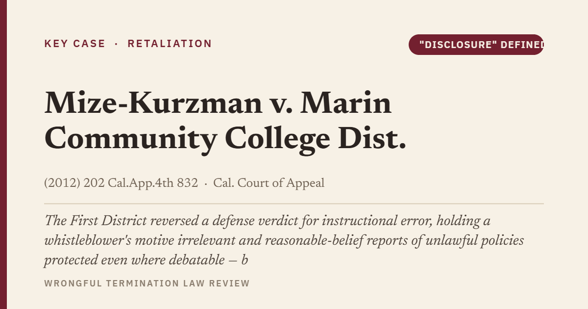 Mize-Kurzman v. Marin Community College Dist. (2012) 202 Cal.App.4th 832